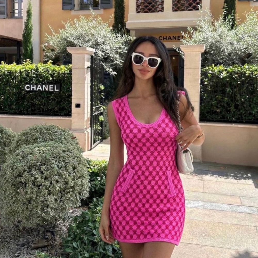 Zara Pink Crochet Tank Dress